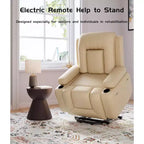 Fauteuil inclinable électrique surdimensionné avec chauffage et massage - Fauteuil inclinable en similicuir, rangement intégré et porte-gobelets