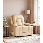 Fauteuil inclinable électrique surdimensionné avec chauffage et massage - Fauteuil inclinable en similicuir, rangement intégré et porte-gobelets