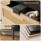 Commode haute à 6 tiroirs pour chambre à coucher, organisateur de rangement en rotin pour placard, salon, couloir, entrée