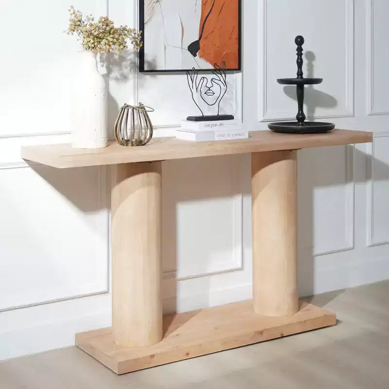 Console en bois 59 rectangles avec pieds colonnes