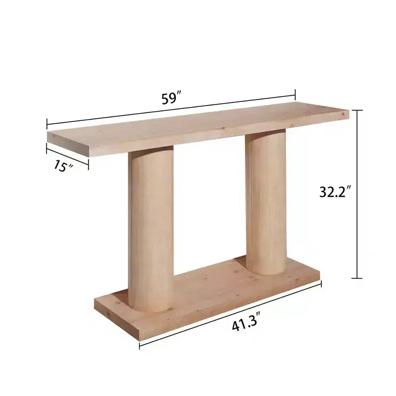 Console en bois 59 rectangles avec pieds colonnes