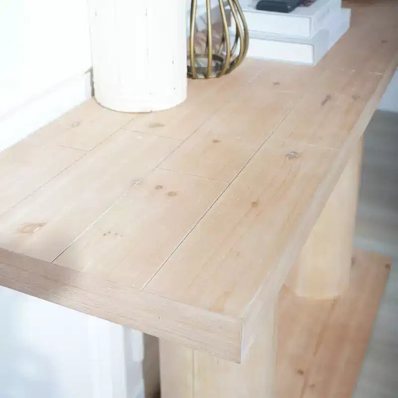 Console en bois 59 rectangles avec pieds colonnes