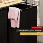 Panier à Linge Sale à 2 Compartiments avec Couvercle Grande Capacité 123L