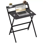 HOMCOM Small Folding Desk, Foldable Computer Desk with Monitor Shelf, Writing Table for Small Spaces, Home Office, Study, Easy Assembly