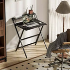 Petit bureau pliant, bureau d'ordinateur pliable avec étagère pour moniteur, table d'écriture pour petits espaces, bureau à domicile, étude, assemblage facile
