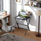 Petit bureau pliant, bureau d'ordinateur pliable avec étagère pour moniteur, table d'écriture pour petits espaces, bureau à domicile, étude, assemblage facile