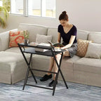 Petit bureau pliant, bureau d'ordinateur pliable avec étagère pour moniteur, table d'écriture pour petits espaces, bureau à domicile, étude, assemblage facile
