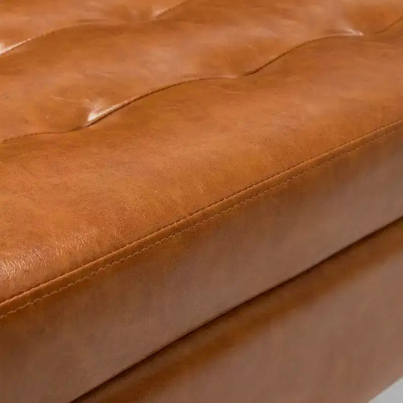 Banc de rangement 43,3 po de largeur pour chambre à coucher, banc de bout de lit, ottoman d'entrée avec pieds en bois massif, revêtement en lin/similicuir, capacité de 300 lb