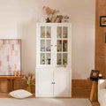 36W Display Cabinet Storage Cabinet Hutch Cabinet Accent Cabinet with 2 Glass Doors & 2 Adjustable Shelves, White-