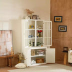 Meuble Vitrine 36 pouces de large avec 2 Portes Vitrées et 2 Étagères Réglables, Blanc