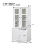 Meuble Vitrine 36 pouces de large avec 2 Portes Vitrées et 2 Étagères Réglables, Blanc