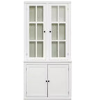 Meuble Vitrine 36 pouces de large avec 2 Portes Vitrées et 2 Étagères Réglables, Blanc
