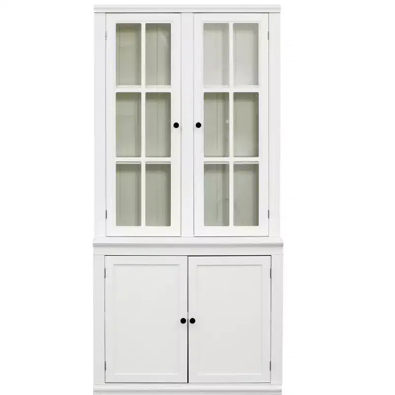 Meuble Vitrine 36 pouces de large avec 2 Portes Vitrées et 2 Étagères Réglables, Blanc