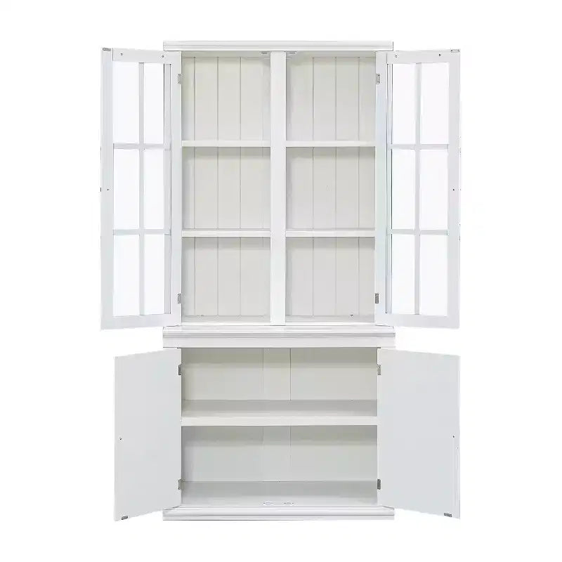 Meuble Vitrine 36 pouces de large avec 2 Portes Vitrées et 2 Étagères Réglables, Blanc
