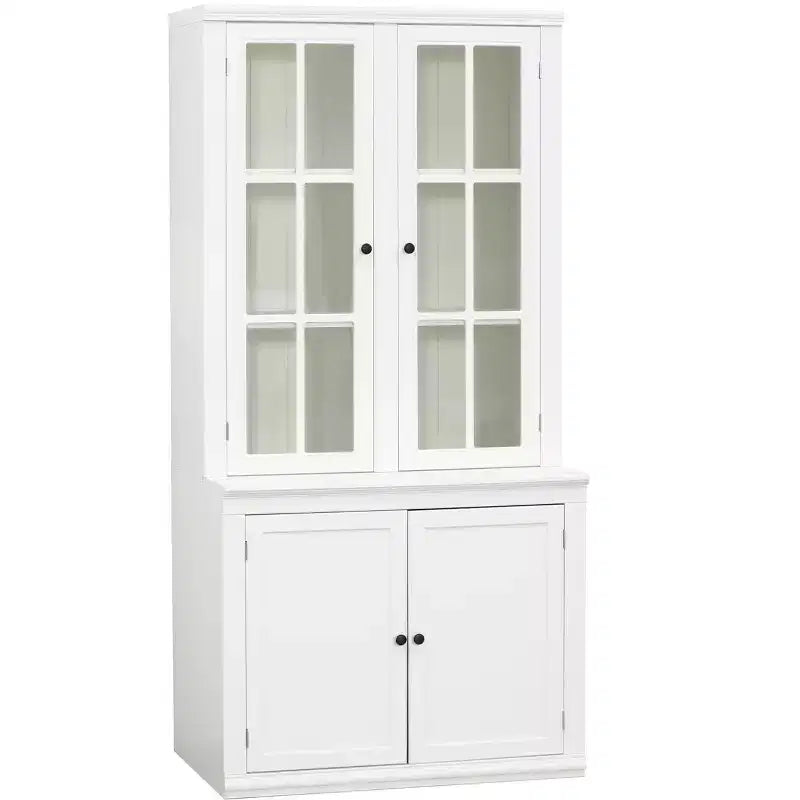 Meuble Vitrine 36 pouces de large avec 2 Portes Vitrées et 2 Étagères Réglables, Blanc