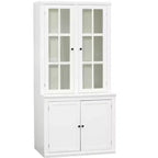 Meuble Vitrine 36 pouces de large avec 2 Portes Vitrées et 2 Étagères Réglables, Blanc