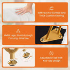 Tabouret de Coiffeuse avec Rangement, Pouf en Fausse Fourrure Doux Rembourré, Repose-Pieds de Maquillage avec 4 Pieds Métalliques, Pieds Réglables Antidérapants, Moderne