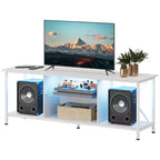 GALAXHERO 55 TV Stand for 65 Inch TV, Industrial Entertainment Center with LED Lights & Glass Shelf, TV Console for Living Room/Bedroom