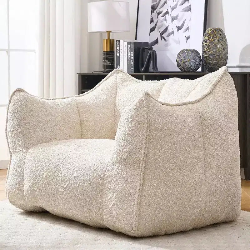 Okak 47 Inch Oversized Bean Bag Chair,High-Resilience Foam Square Lounger Beanbag Chair with Handle & Armrests,Chenille Floor Sofa for Living Room