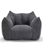Pouf géant de 120 cm, pouf-fauteuil carré en mousse haute résilience avec poignée et accoudoirs, canapé de sol en chenille pour salon