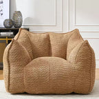 Pouf géant de 120 cm, pouf-fauteuil carré en mousse haute résilience avec poignée et accoudoirs, canapé de sol en chenille pour salon