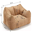 Pouf géant de 120 cm, pouf-fauteuil carré en mousse haute résilience avec poignée et accoudoirs, canapé de sol en chenille pour salon