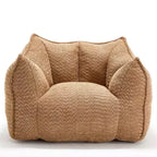 Pouf géant de 120 cm, pouf-fauteuil carré en mousse haute résilience avec poignée et accoudoirs, canapé de sol en chenille pour salon