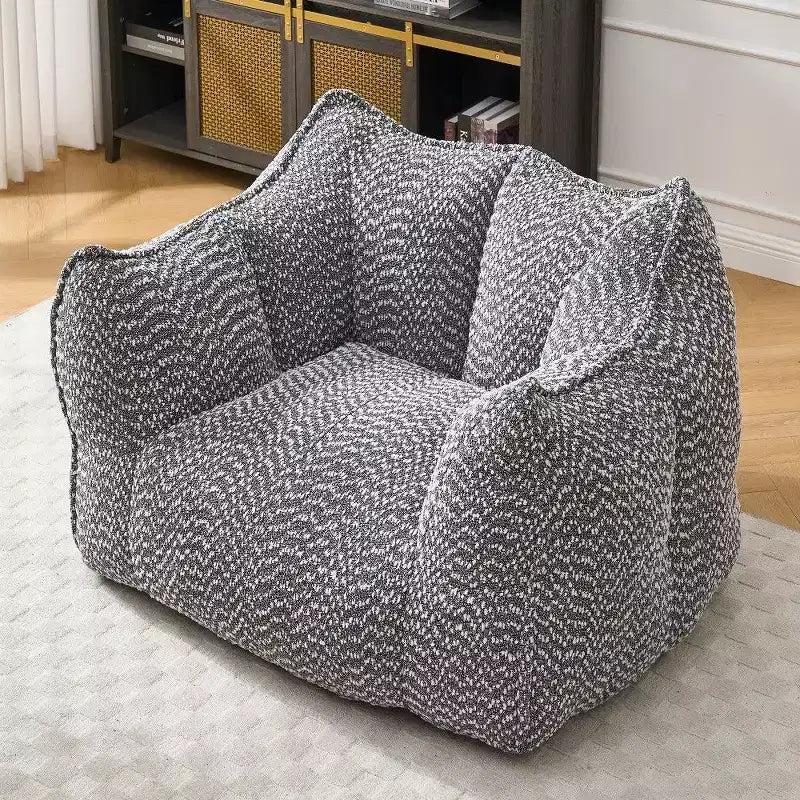 Pouf géant de 120 cm, pouf-fauteuil carré en mousse haute résilience avec poignée et accoudoirs, canapé de sol en chenille pour salon