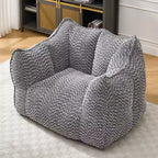 Pouf géant de 120 cm, pouf-fauteuil carré en mousse haute résilience avec poignée et accoudoirs, canapé de sol en chenille pour salon