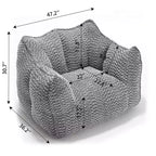 Pouf géant de 120 cm, pouf-fauteuil carré en mousse haute résilience avec poignée et accoudoirs, canapé de sol en chenille pour salon