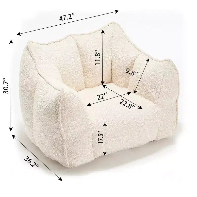 Pouf géant de 120 cm, pouf-fauteuil carré en mousse haute résilience avec poignée et accoudoirs, canapé de sol en chenille pour salon