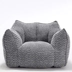 Pouf géant de 120 cm, pouf-fauteuil carré en mousse haute résilience avec poignée et accoudoirs, canapé de sol en chenille pour salon
