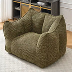 Pouf géant de 120 cm, pouf-fauteuil carré en mousse haute résilience avec poignée et accoudoirs, canapé de sol en chenille pour salon