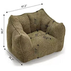 Pouf géant de 120 cm, pouf-fauteuil carré en mousse haute résilience avec poignée et accoudoirs, canapé de sol en chenille pour salon