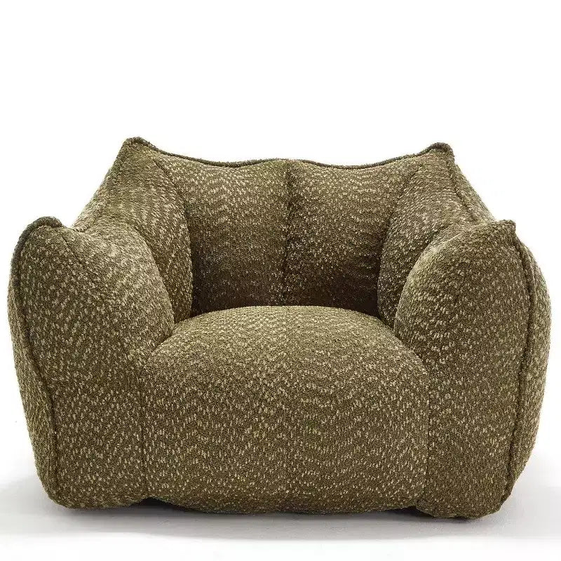 Pouf géant de 120 cm, pouf-fauteuil carré en mousse haute résilience avec poignée et accoudoirs, canapé de sol en chenille pour salon