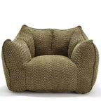 Pouf géant de 120 cm, pouf-fauteuil carré en mousse haute résilience avec poignée et accoudoirs, canapé de sol en chenille pour salon