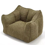 Pouf géant de 120 cm, pouf-fauteuil carré en mousse haute résilience avec poignée et accoudoirs, canapé de sol en chenille pour salon