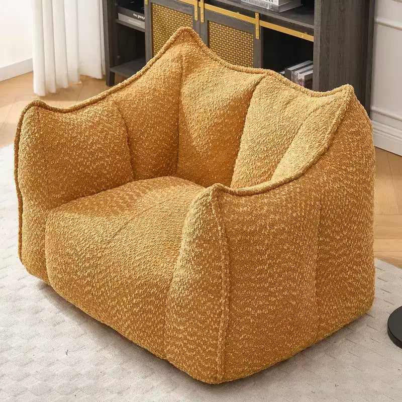 Pouf géant de 120 cm, pouf-fauteuil carré en mousse haute résilience avec poignée et accoudoirs, canapé de sol en chenille pour salon