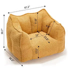 Pouf géant de 120 cm, pouf-fauteuil carré en mousse haute résilience avec poignée et accoudoirs, canapé de sol en chenille pour salon