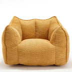 Pouf géant de 120 cm, pouf-fauteuil carré en mousse haute résilience avec poignée et accoudoirs, canapé de sol en chenille pour salon