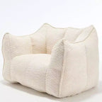 Pouf géant de 120 cm, pouf-fauteuil carré en mousse haute résilience avec poignée et accoudoirs, canapé de sol en chenille pour salon