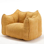 Pouf géant de 120 cm, pouf-fauteuil carré en mousse haute résilience avec poignée et accoudoirs, canapé de sol en chenille pour salon
