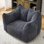 Pouf géant de 120 cm, pouf-fauteuil carré en mousse haute résilience avec poignée et accoudoirs, canapé de sol en chenille pour salon