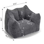 Pouf géant de 120 cm, pouf-fauteuil carré en mousse haute résilience avec poignée et accoudoirs, canapé de sol en chenille pour salon