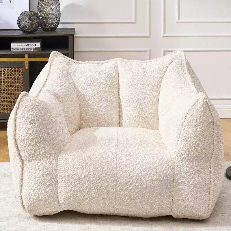 Pouf géant de 120 cm, pouf-fauteuil carré en mousse haute résilience avec poignée et accoudoirs, canapé de sol en chenille pour salon
