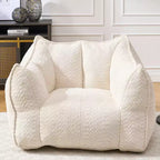 Pouf géant de 120 cm, pouf-fauteuil carré en mousse haute résilience avec poignée et accoudoirs, canapé de sol en chenille pour salon