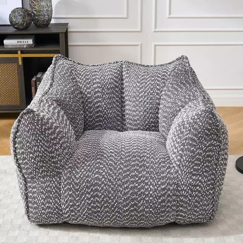 Pouf géant de 120 cm, pouf-fauteuil carré en mousse haute résilience avec poignée et accoudoirs, canapé de sol en chenille pour salon