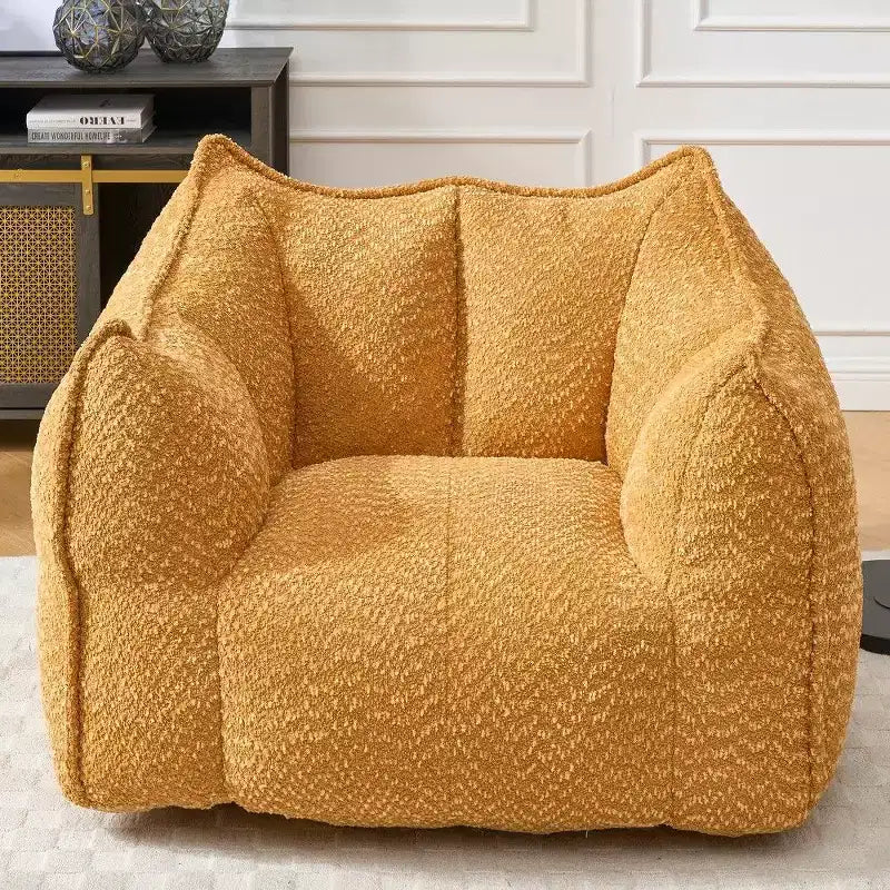 Pouf géant de 120 cm, pouf-fauteuil carré en mousse haute résilience avec poignée et accoudoirs, canapé de sol en chenille pour salon