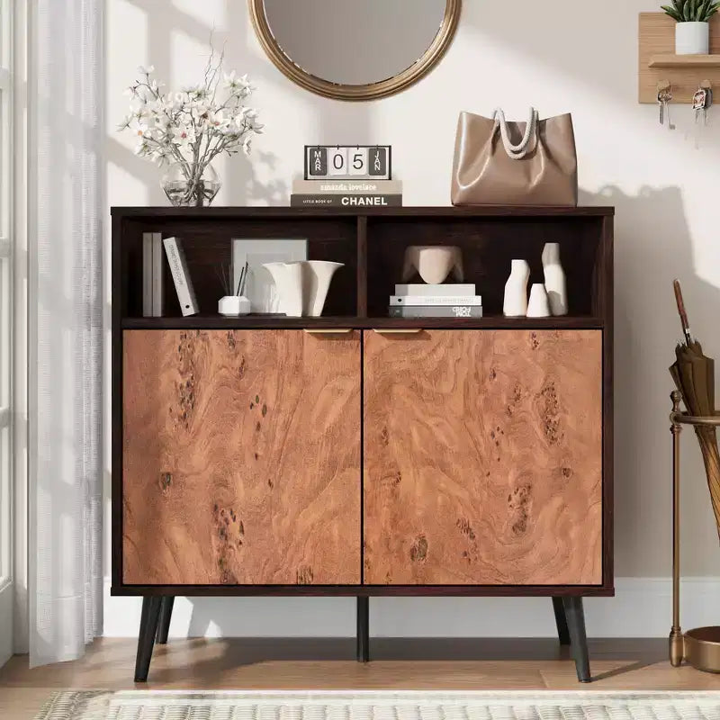 Buffet Cabinet with Drawers, 31.5 in Large Sideboard Buffet Credenza Storage Cabinet with Shelves and Doors, Coffee Station Cabinet with Metal Handle