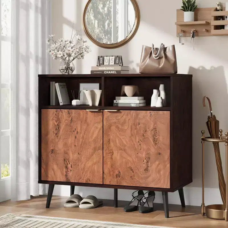 Meuble Buffet avec Tiroirs, Grand Bahut Buffet de Rangement avec Étagères et Portes de 80 cm, Meuble de Station à Café avec Poignée en Métal